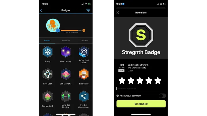 Bruce app gamification and badges redesign