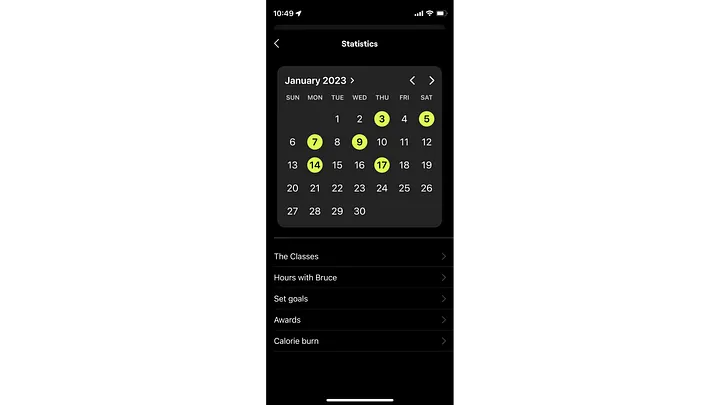 Bruce app practice history redesign